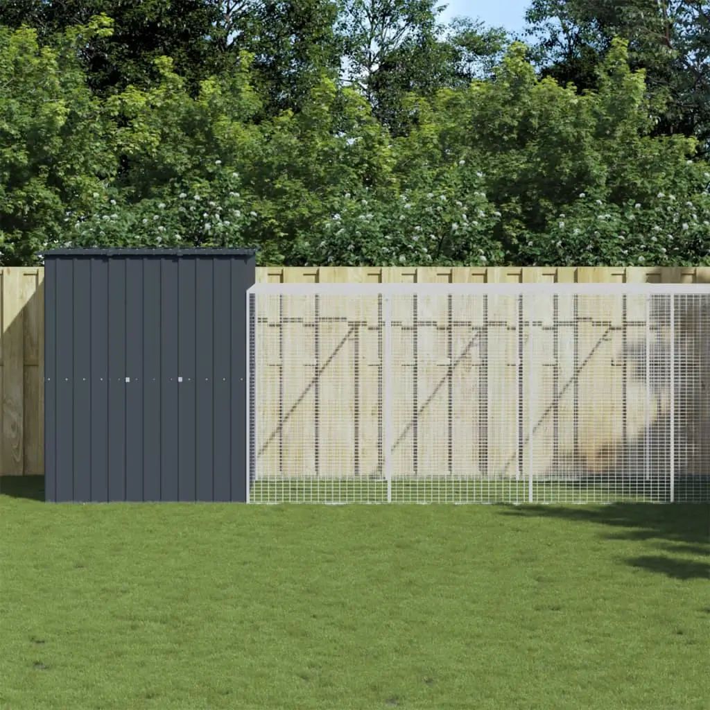 Grand poulailler 863 cm avec cour en acier galvanisé pour jardin anthracite – ComfortXL Outdoor Living