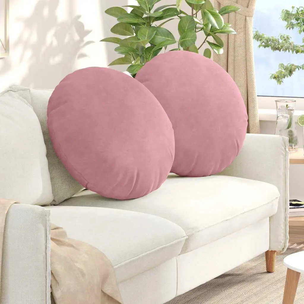 Lot de 2 Grands Coussins de Sol Velours Doux et Déhoussable Déco Chambre Rose Ø 60 cm – ComfortXL Outdoor Living
