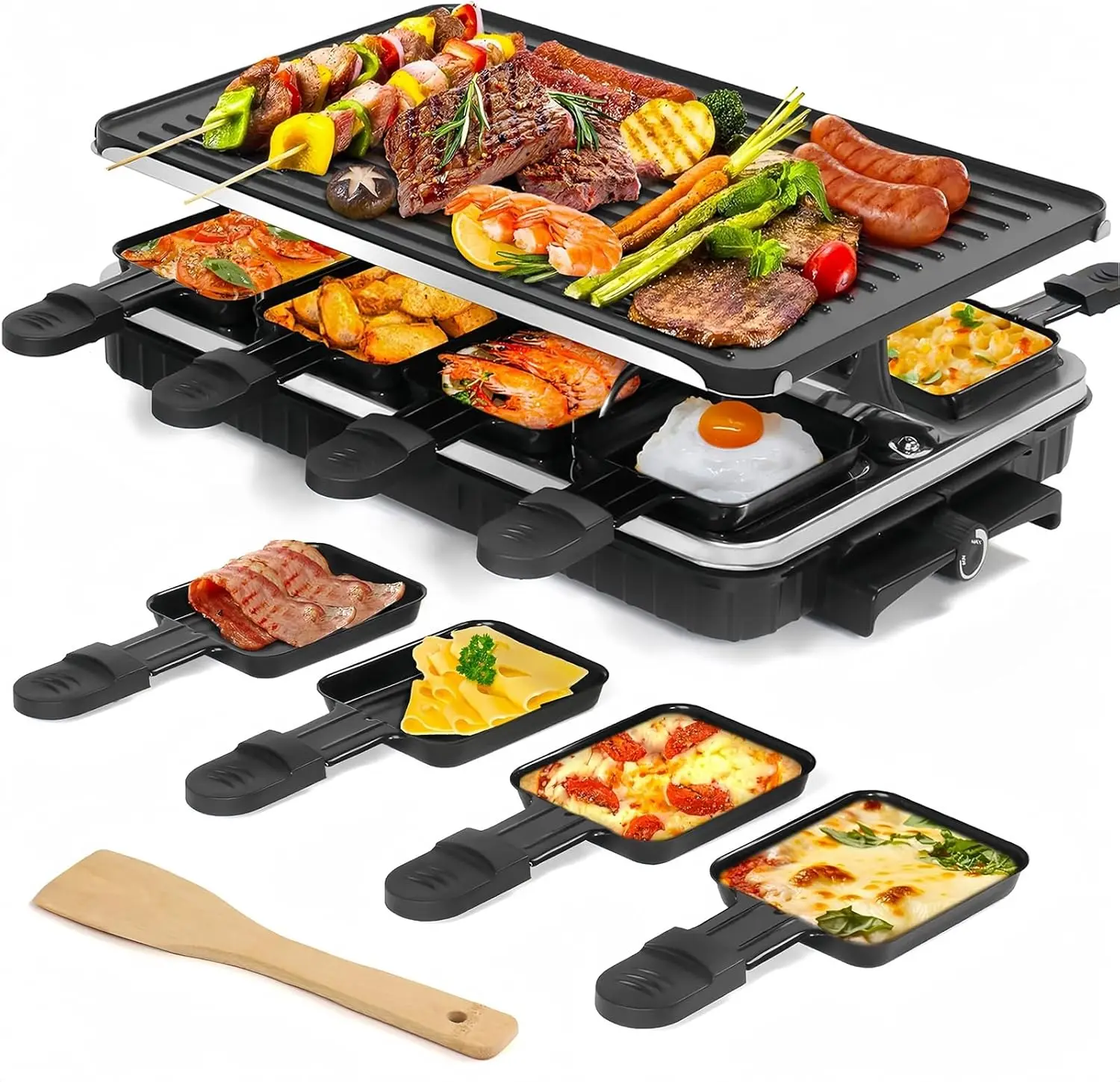 Gril Raclette LeuKoles 2 en 1 8 personnes
