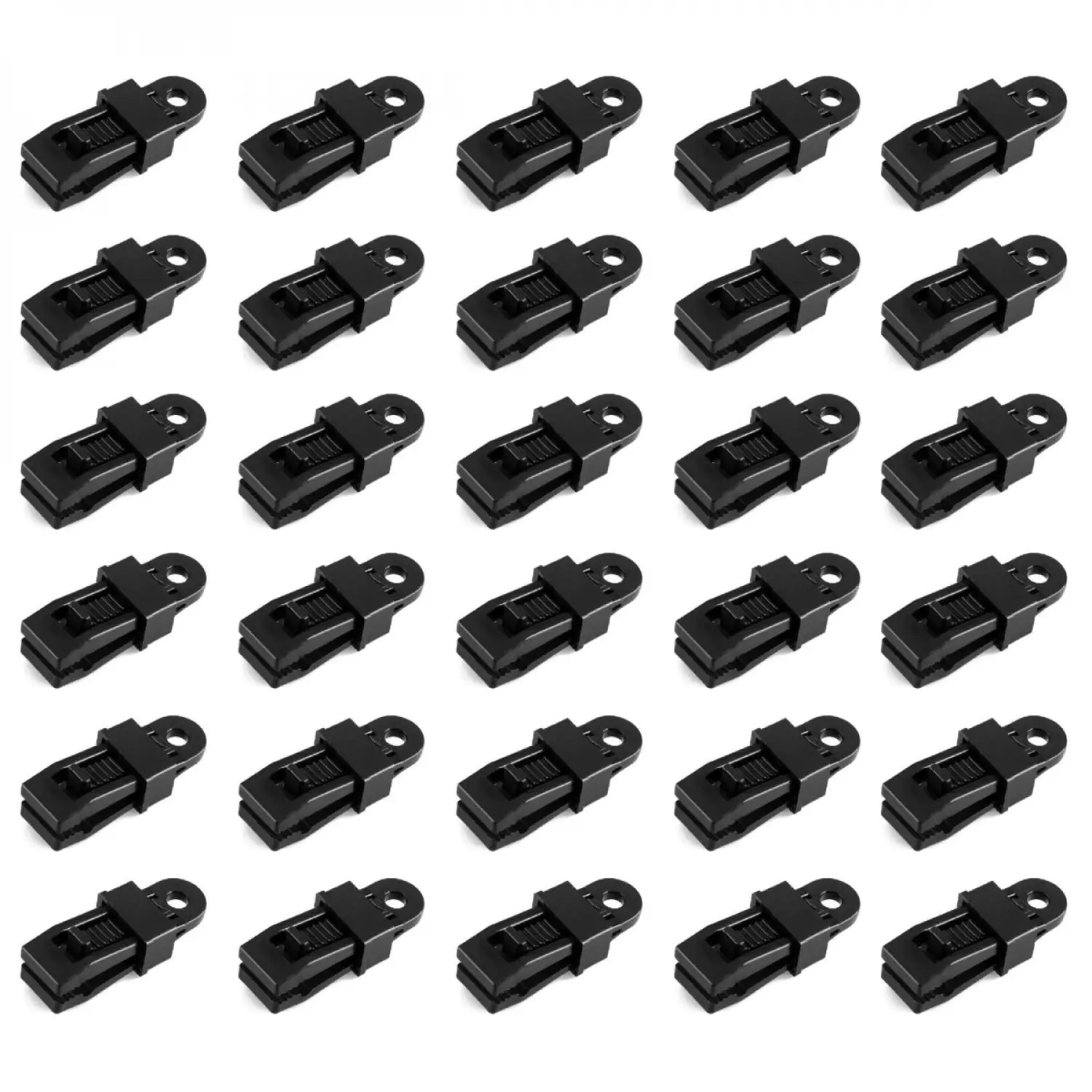 Lot de 30 pinces à tendre, clips pour bâches ou toiles – Noir – Linxor