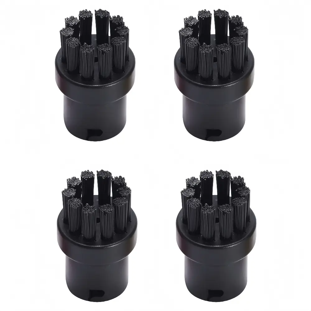 Lot de 4 Brosses Rondes de Rechange pour Nettoyeur Vapeur Karcher SC1/SC2/SC3/SC4/SC5/SC7 (Noir) – IntiMeg