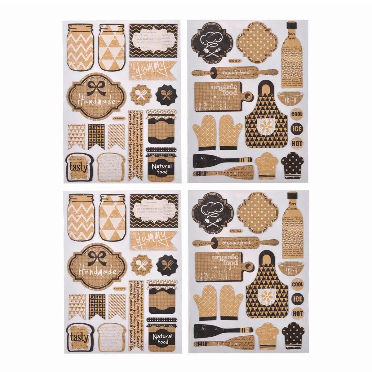 Lot de 2 Planches de Stickers «Cuisine» Naturel