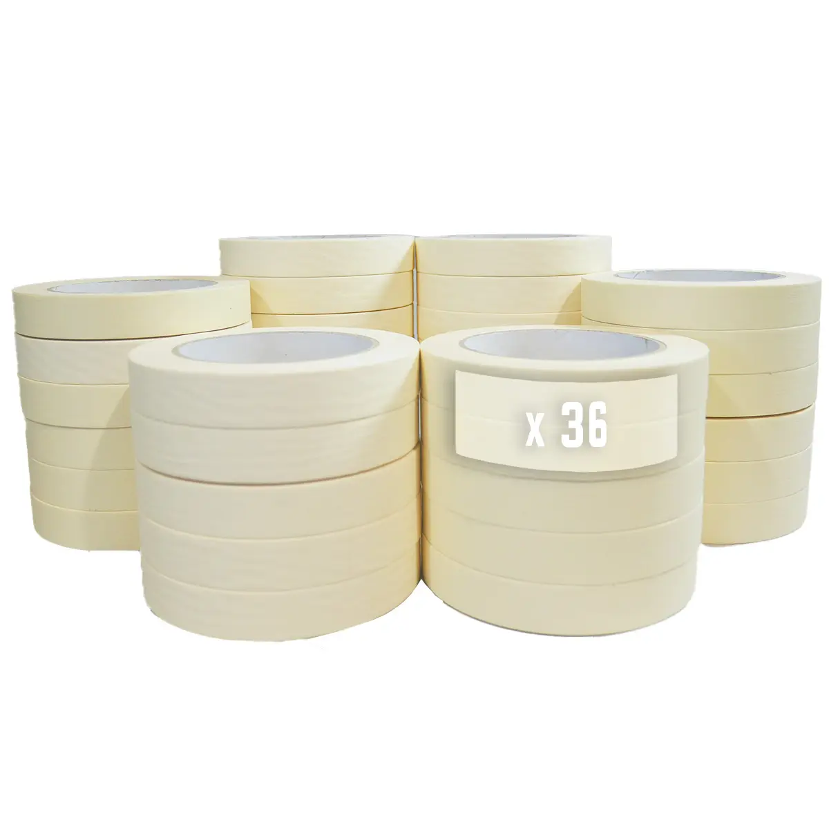 Lot de 36 Rubans de masquage 25 mm x 50 m jusqu’à 80° – Adhésif de masquage jaune pour la peinture TECPLAST