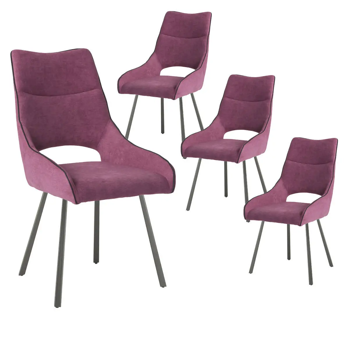 Lot de 4 Chaises Tissu Coloris Violet – AMADO