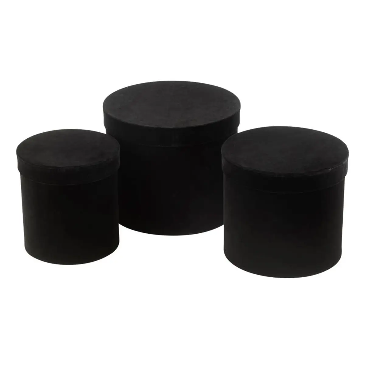 Lot de 3 Boîtes de Rangement Rondes «Vaughn» 27cm Noir