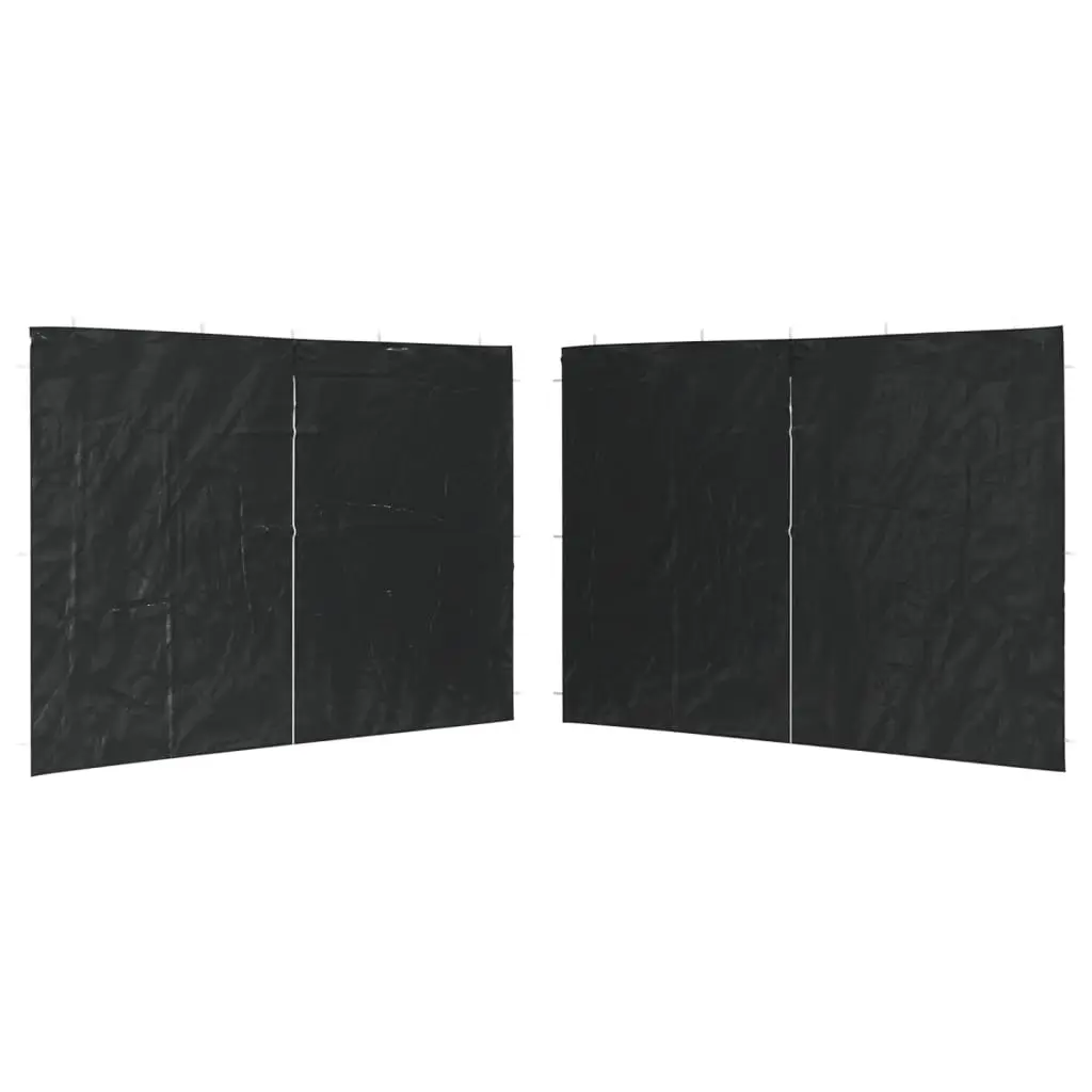 Lot de 2 Parois de tente de réception – Accessoire Tonnelle – Accessoire Barnum fermeture éclair PE Anthracite – MEUBLE PRO