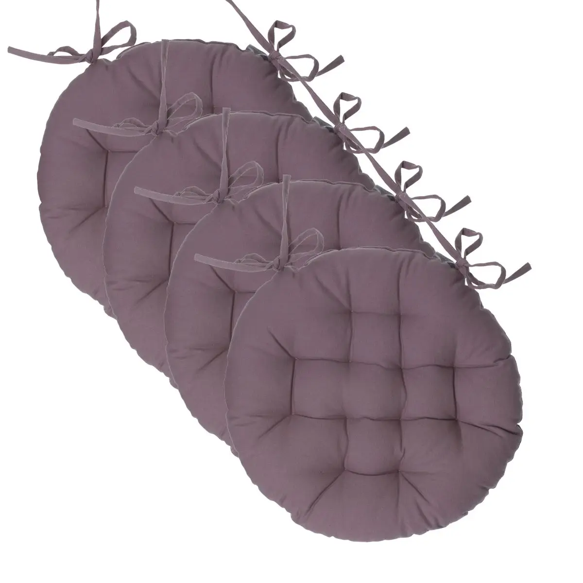 Lot de 4 Galettes de chaise en Coton Taupe D 38 cm