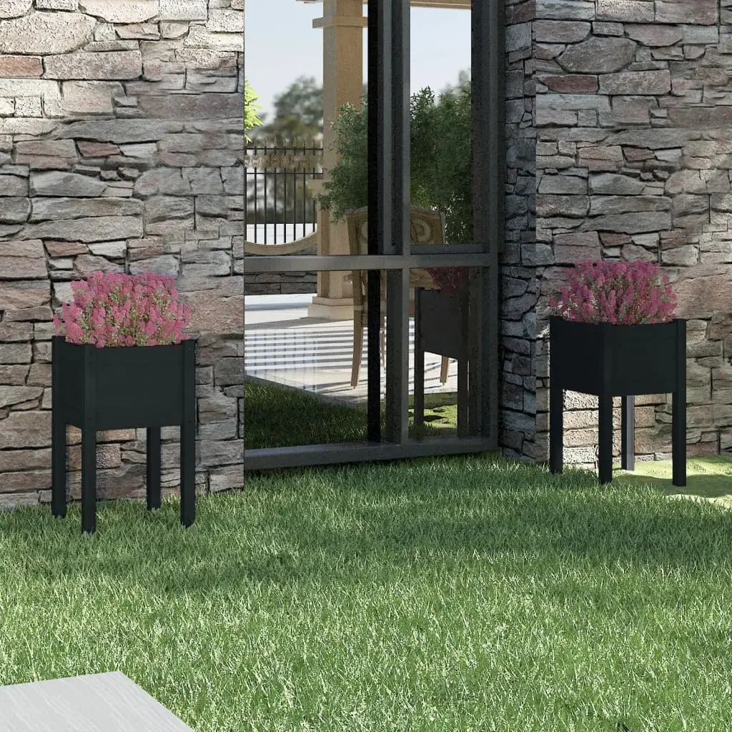 Lot de 2 Jardiniere plastique Aaron Logan Noir 40 X 40 X 70 cm – P87209N