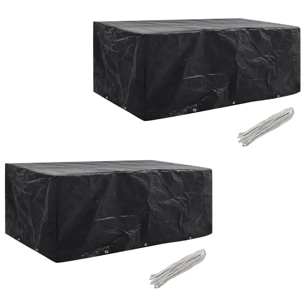 Lot de 2 Housses Protection Jardin PE pour Grand Salon 8 Personnes Anti-UV Noir 229x113x73 cm – ComfortXL Outdoor Living