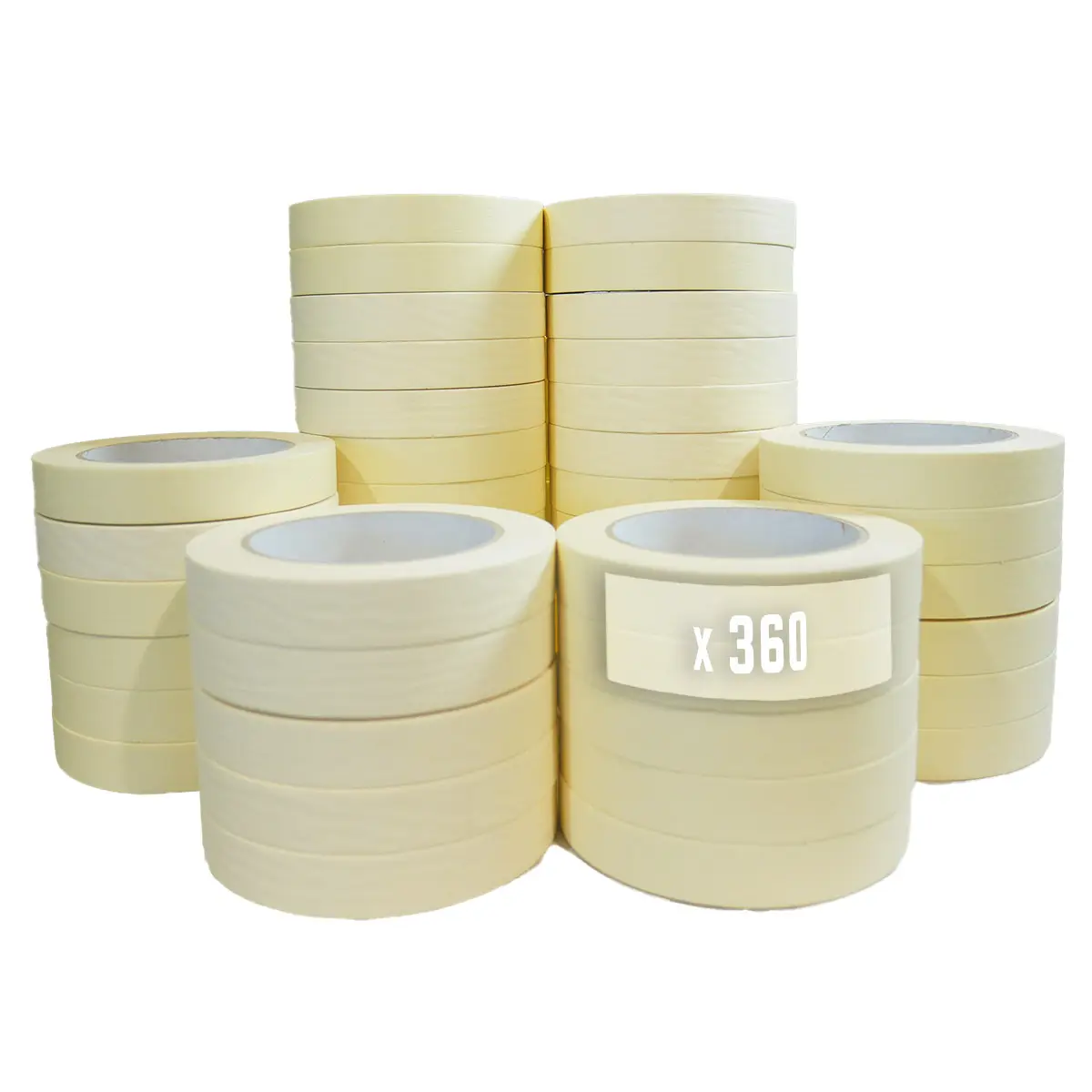 Lot de 360 Rubans de masquage 25 mm x 50 m jusqu’à 80° – Adhésif de masquage jaune pour la peinture TECPLAST