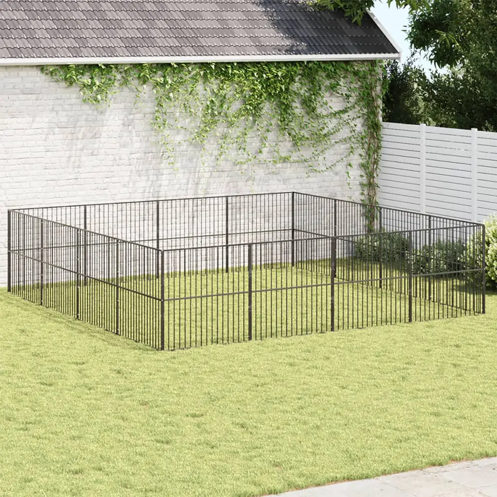 Grand parc pour chien 16 panneaux en acier galvanisé extérieur et intérieur Noir – ComfortXL Pet Living
