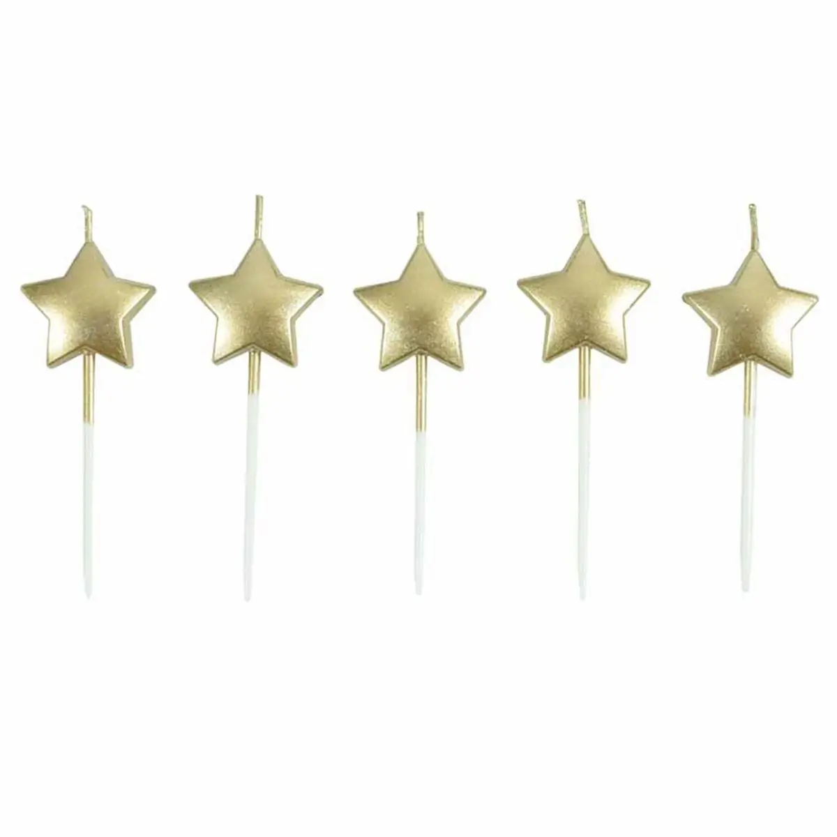 Lot de 5 Bougies 3D «Étoile» 7cm Or