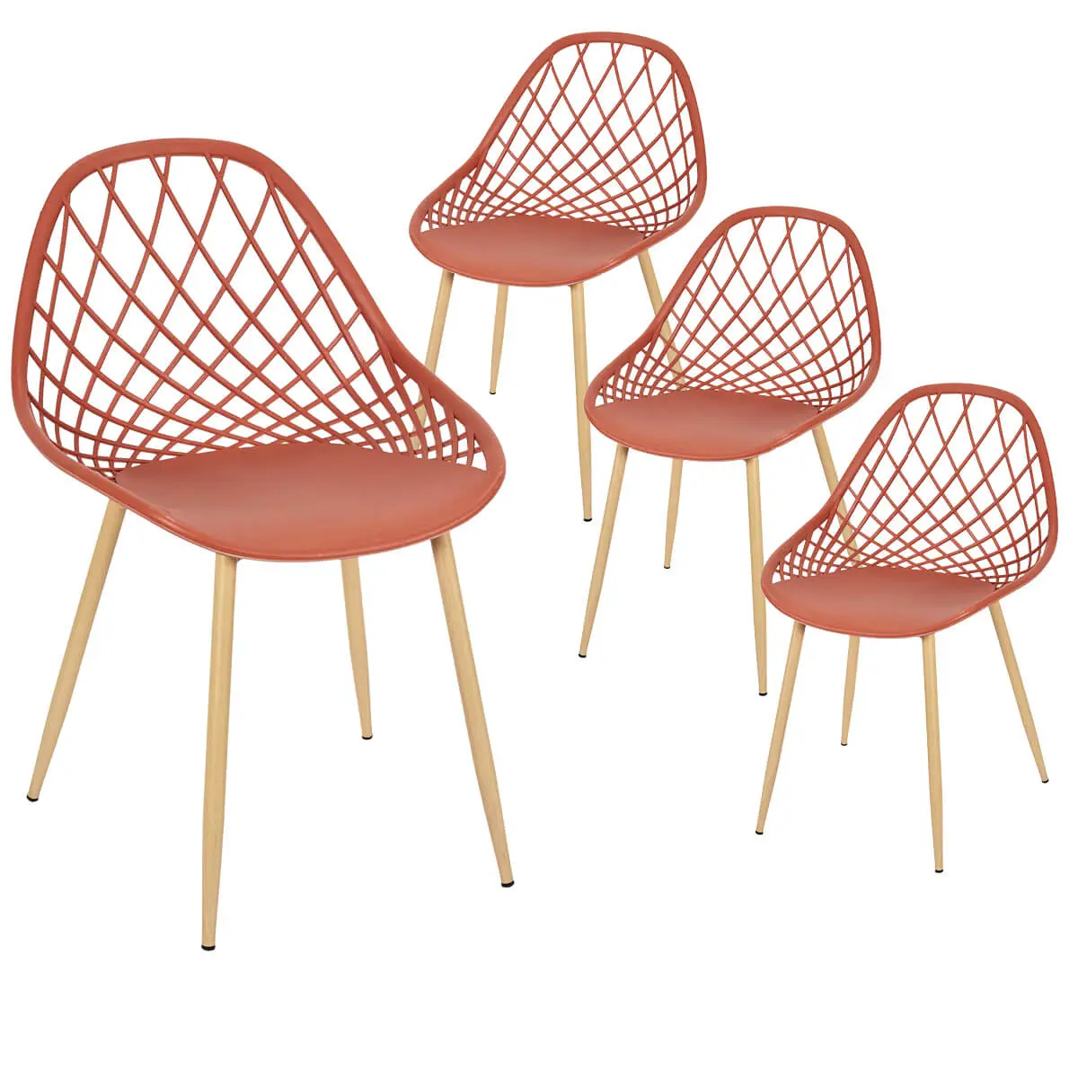 Lot de 4 Chaises Terracotta Coque Arrondie – TRESSIE