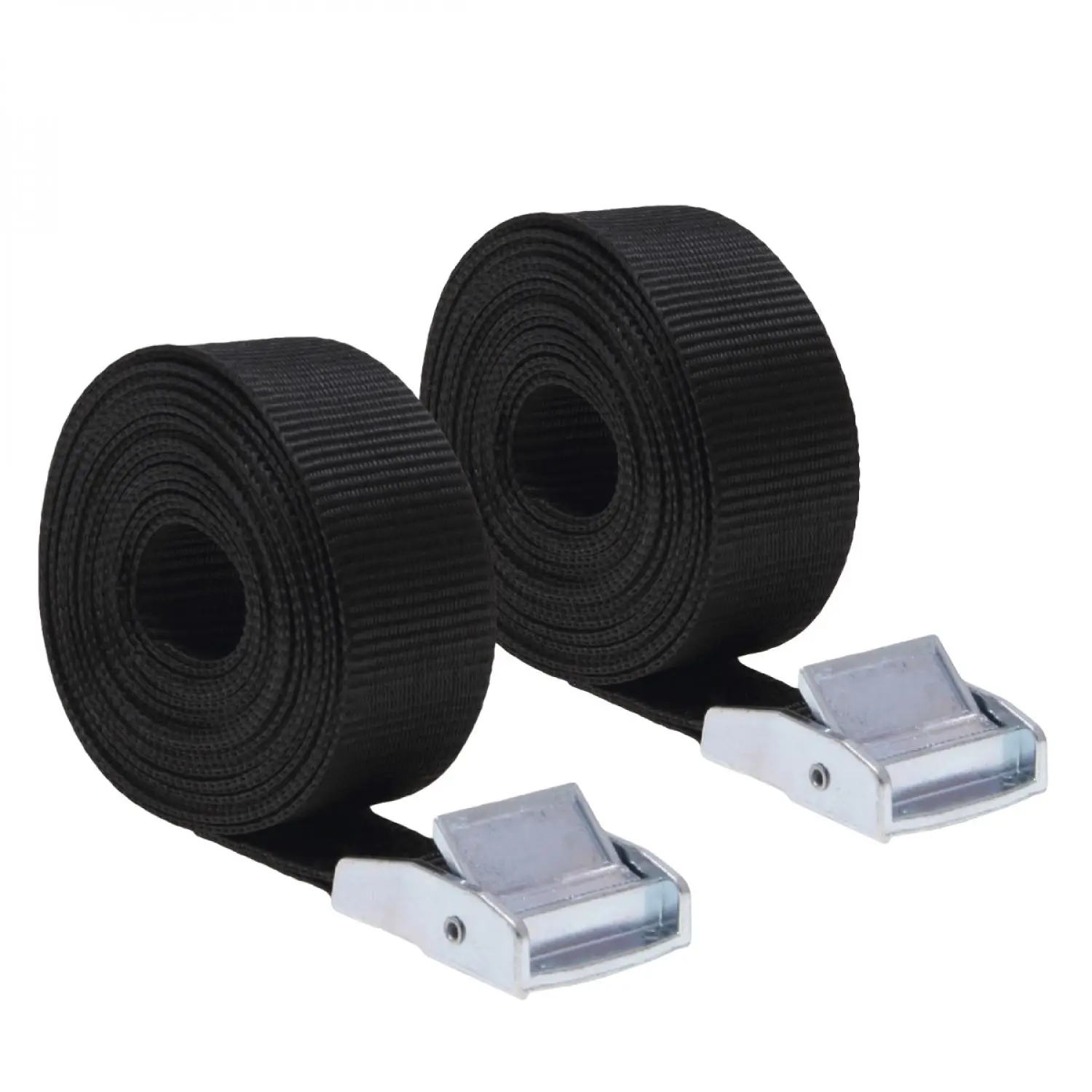 Lot de 2 sangles d’arrimage avec boucle – 25 mm x 5 m – Noir – Linxor