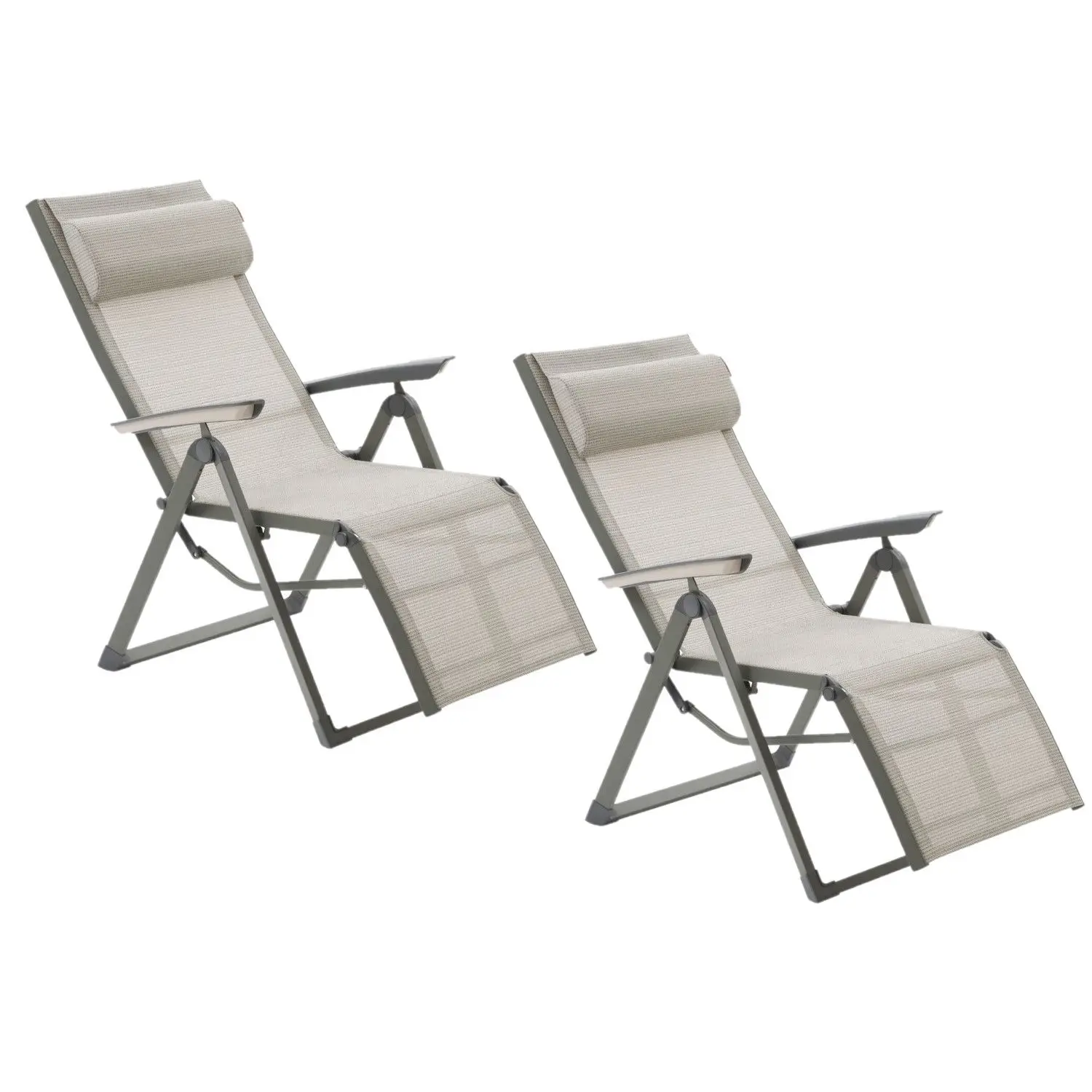 Lot de 2 fauteuils relax en aluminium et texaline DECIMA – Hespéride