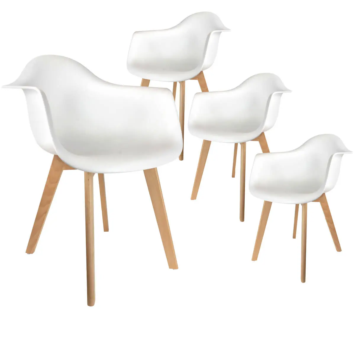 Lot de 4 Fauteuils Assises Blanches – TRAVIS