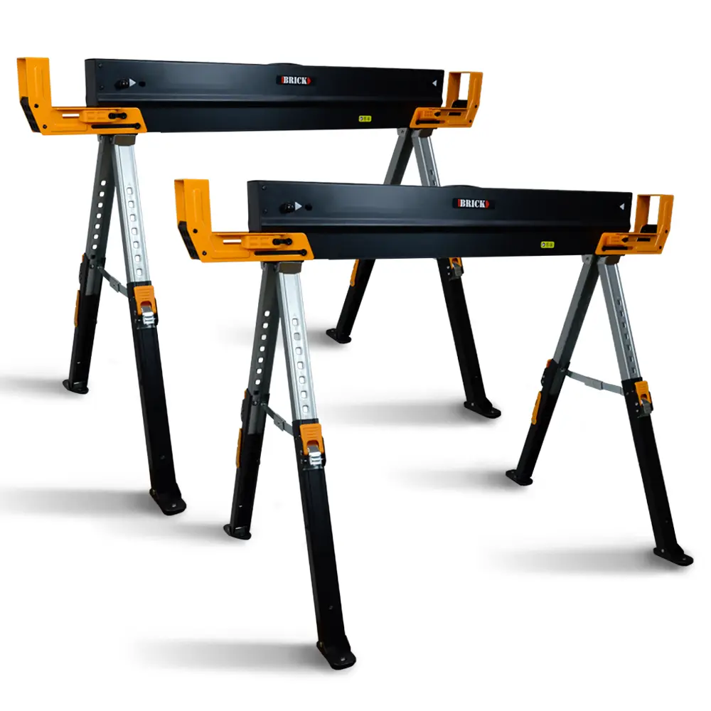 Lot de 2 tréteaux d atelier métalliques pliables et téléscopiques – Charge max 1180kg