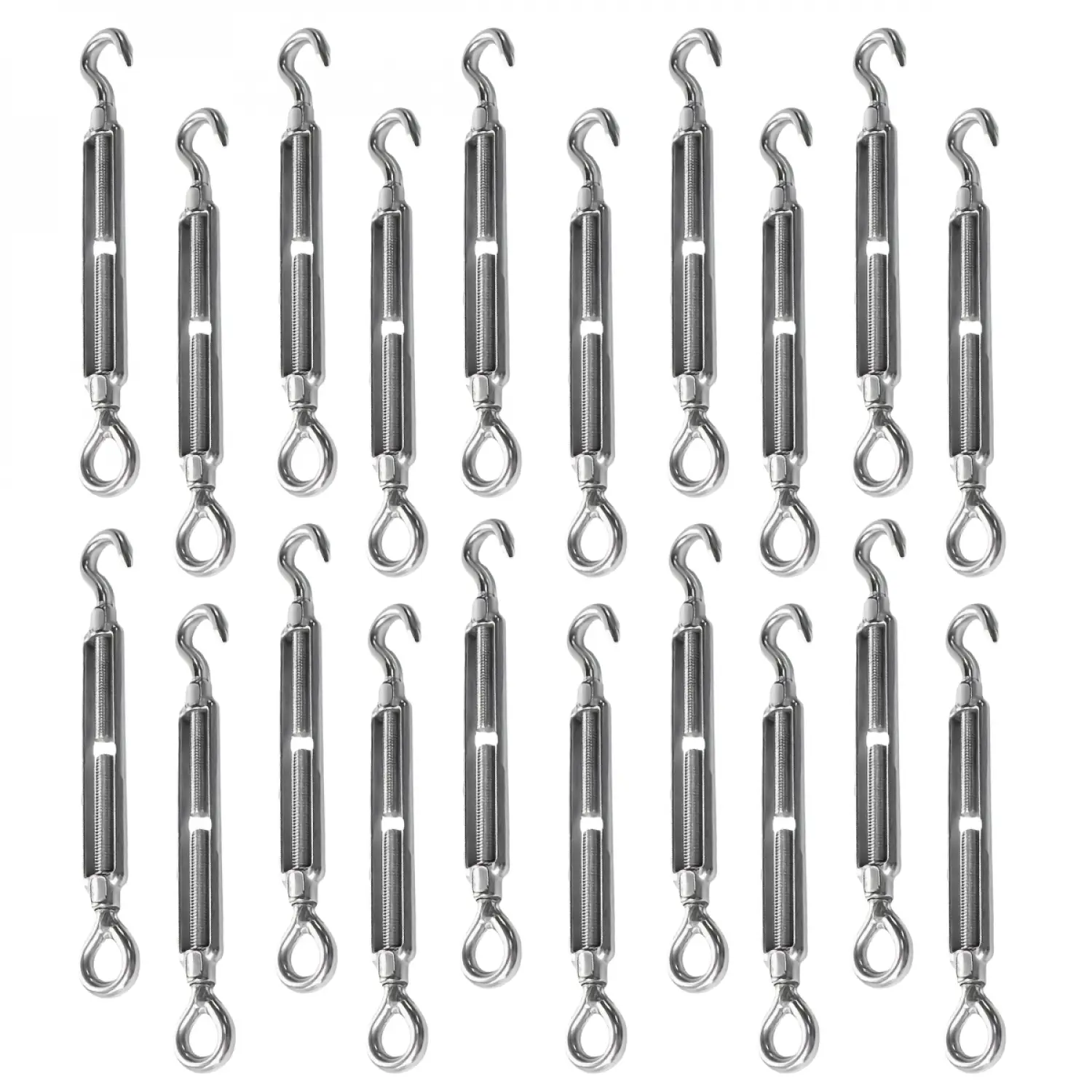 Lot de 20 tendeurs de fil réglables en acier inoxydable – Crochet et oeillet – M4 – Linxor