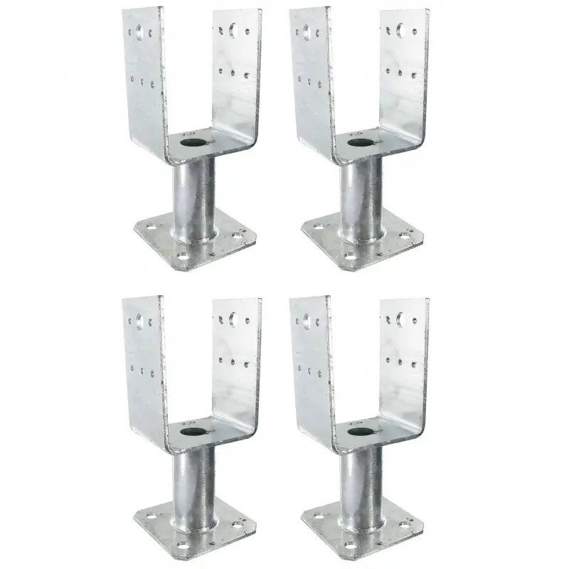 Lot de 4 Pieds de poteau en U sur platine PPUP – Dimensions: 70 mm