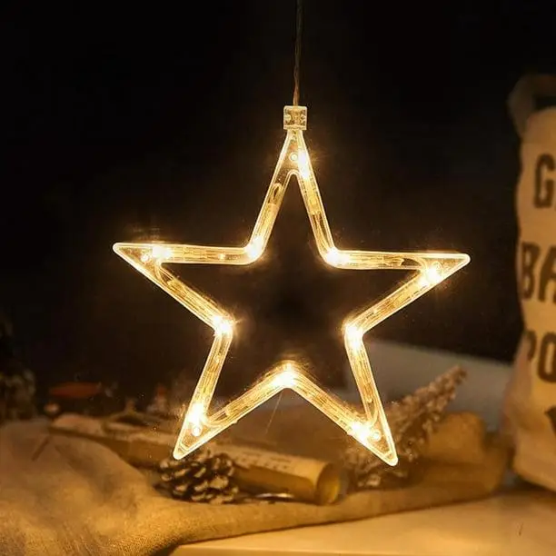 Lot de 2 guirlandes lumineuses à LED avec ventouse pour fenêtre, décoration de fenêtre à suspendre pour fête, Noël