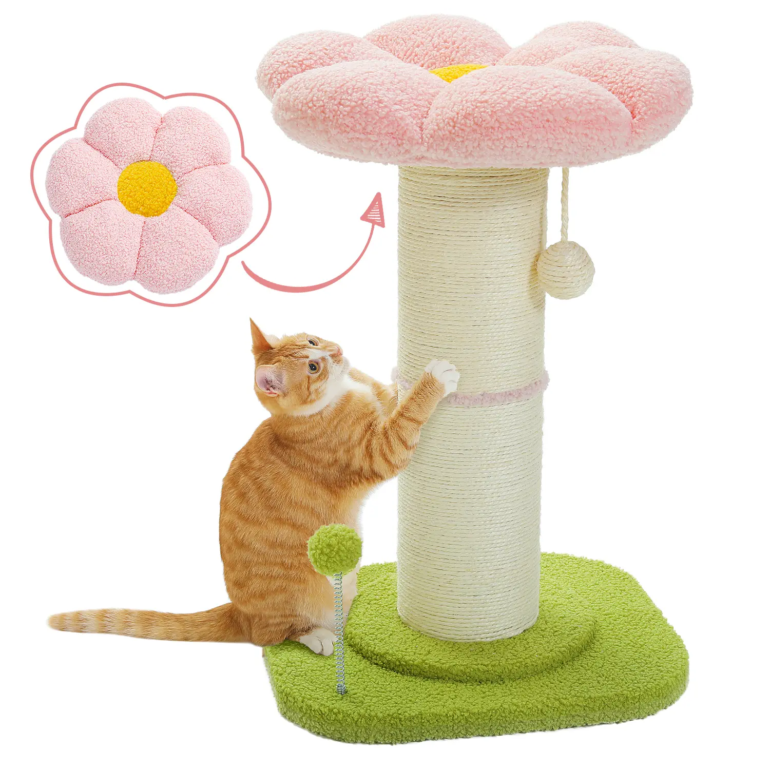 Grand Poteau à Griffer Arbre à Chat 60cm Rose PAWZ Road