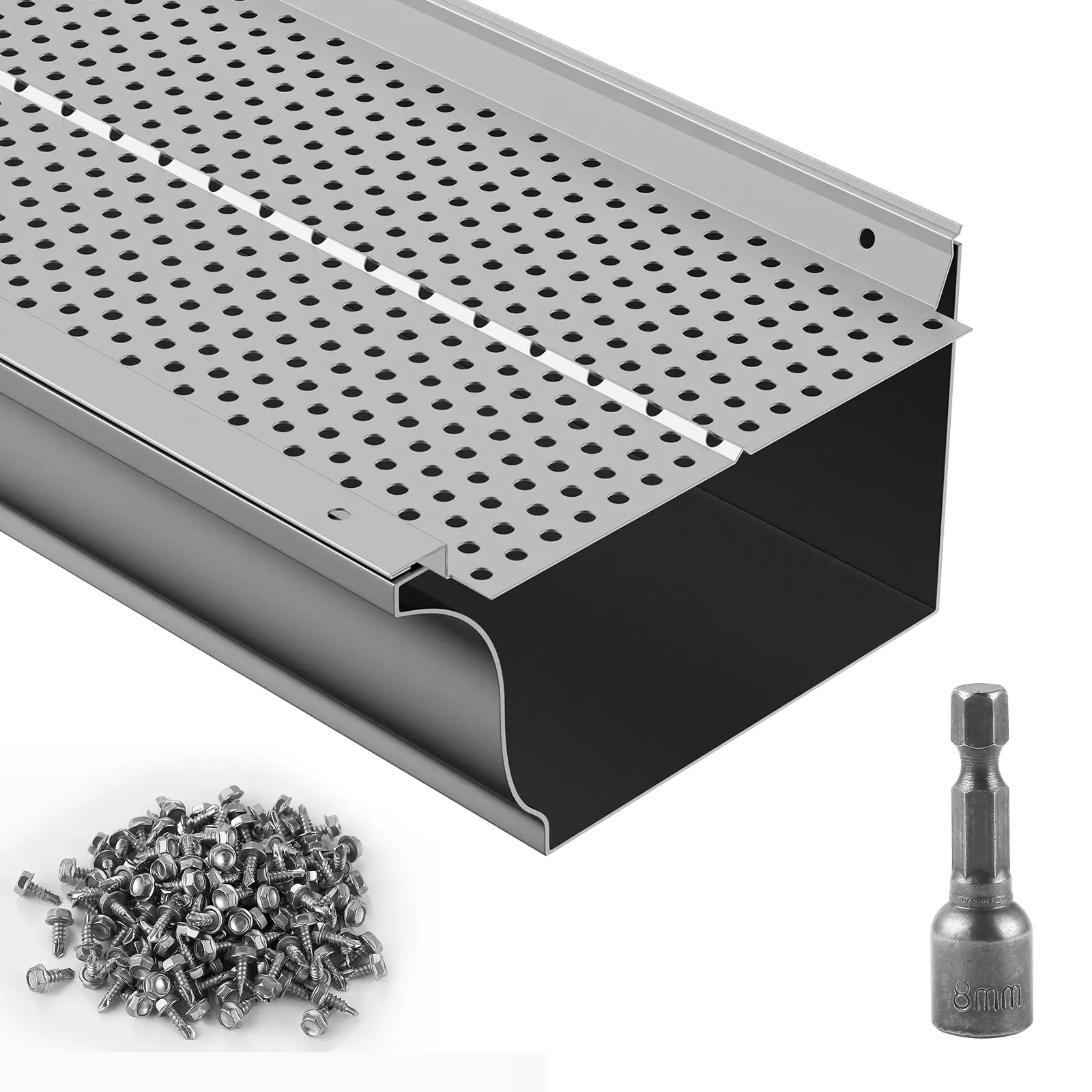 VEVOR Grille protection gouttière 152 mm, alu, 26 pièces, longueur totale 31,7 m. Anti