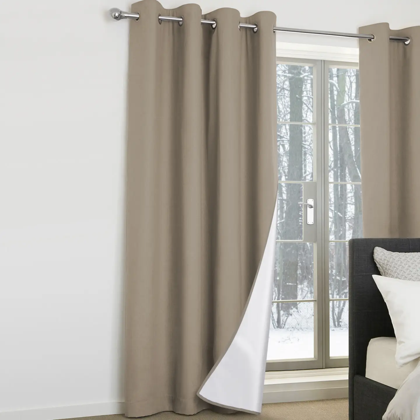 Lot de 2 rideaux thermiques taupe 135×240 cm