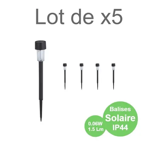 Lot de 5 Balises LED solaire Neptune 0,06W IP44 6400K