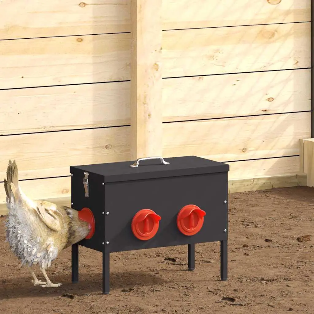 Lot de 2 Mangeoires Basses Acier Poule 15kg Noir – ComfortXL Outdoor Living