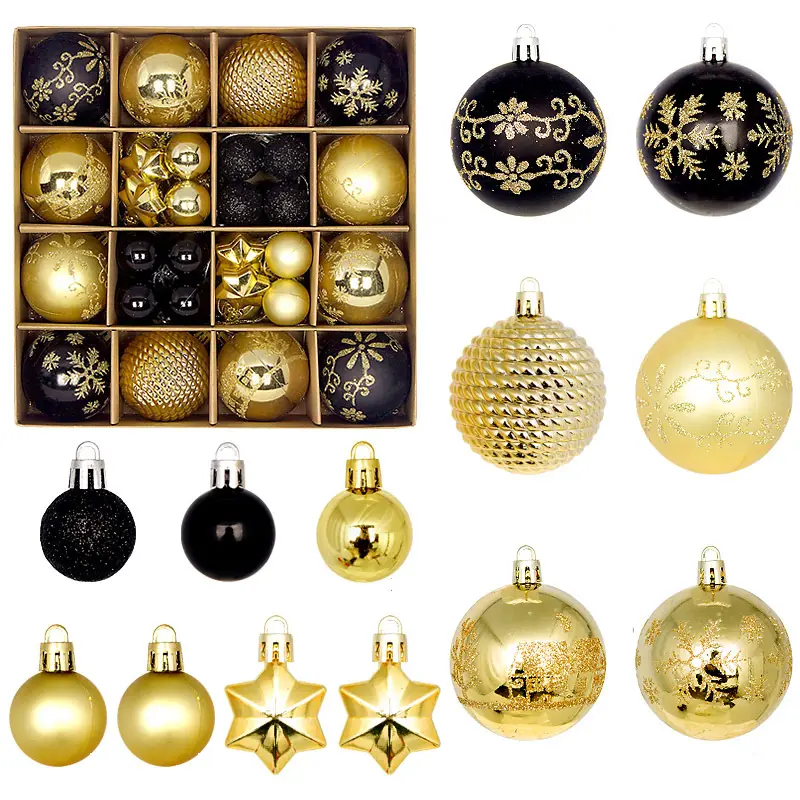 Lot de 44 décorations de sapin de Noël, Ensemble de boules de Noël incassables, Pendentifs de Noël, Décorations de Noël, Cadeau de Noël
