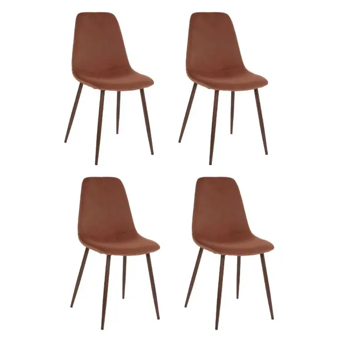 Lot de 4 Chaises Velours «Roka» 85cm Terracotta