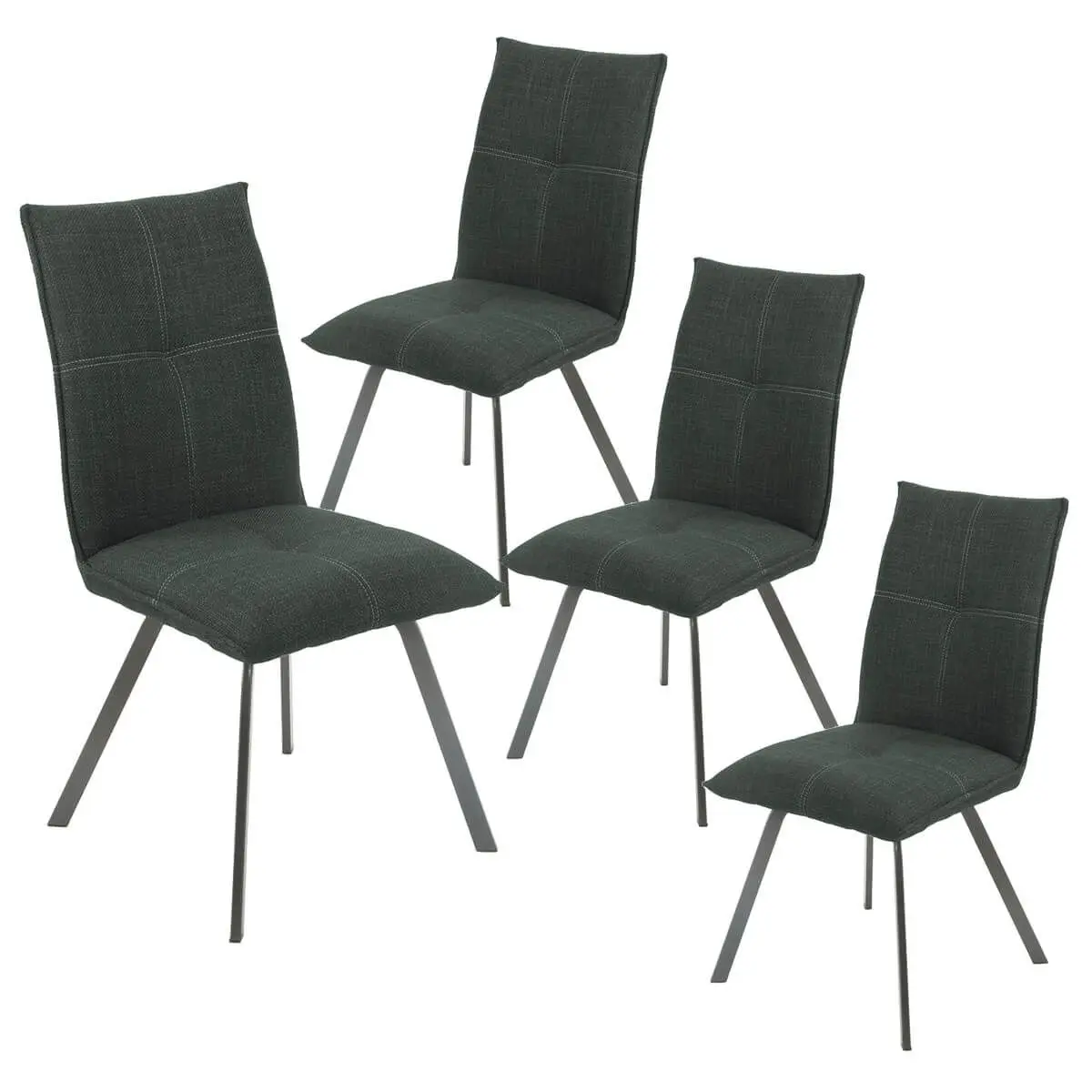 Lot de 4 Chaises Tissu Texturé Coloris Gris Anthracite – BISPO