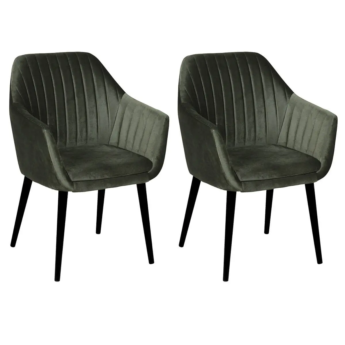 Lot de 2 Fauteuils Verts Piètement Noir – HETA