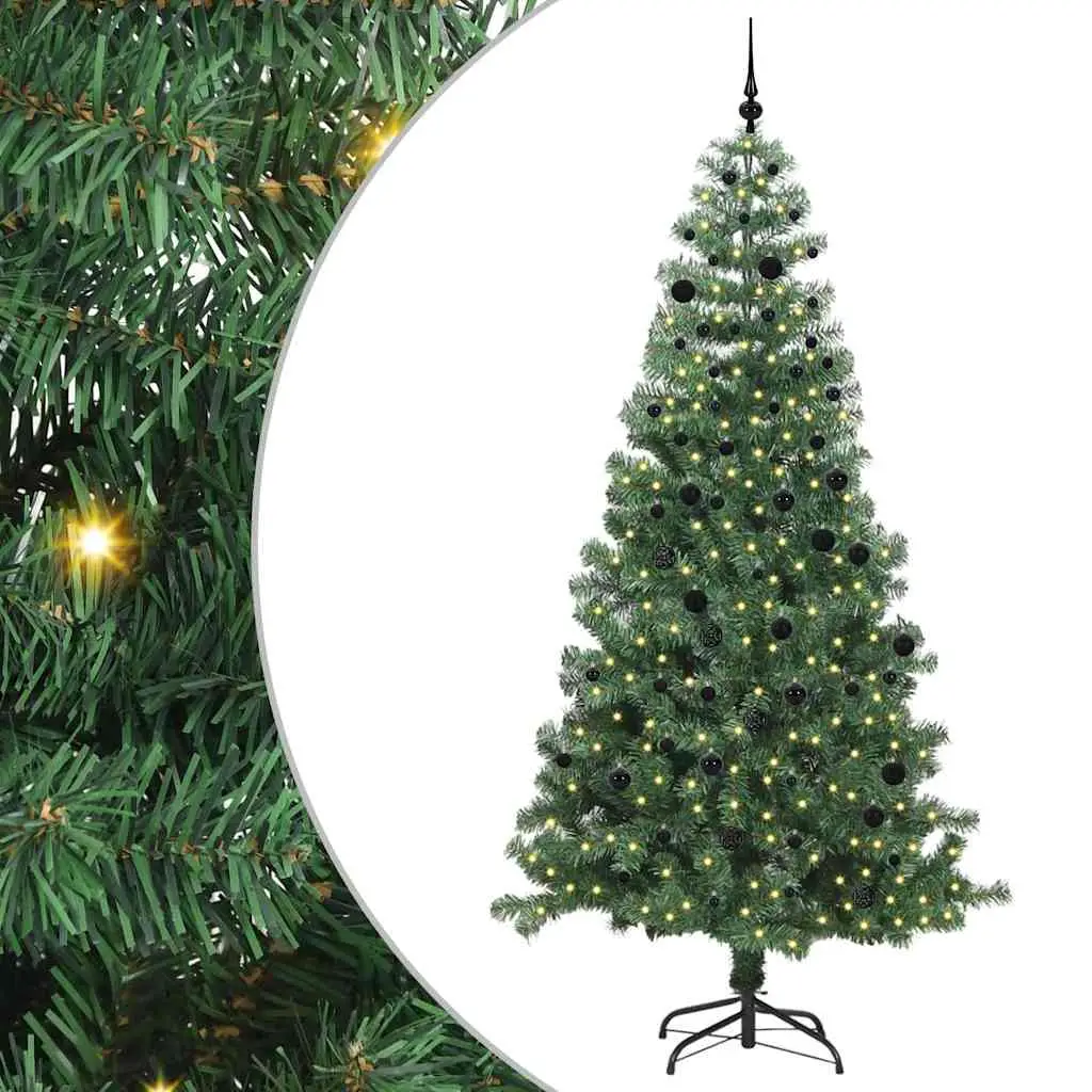 Grand Sapin de Noël Artificiel 2,4m avec Décorations Incluses, 300 LED 8 Modes, Montage Facile – ComfortXL Outdoor Living