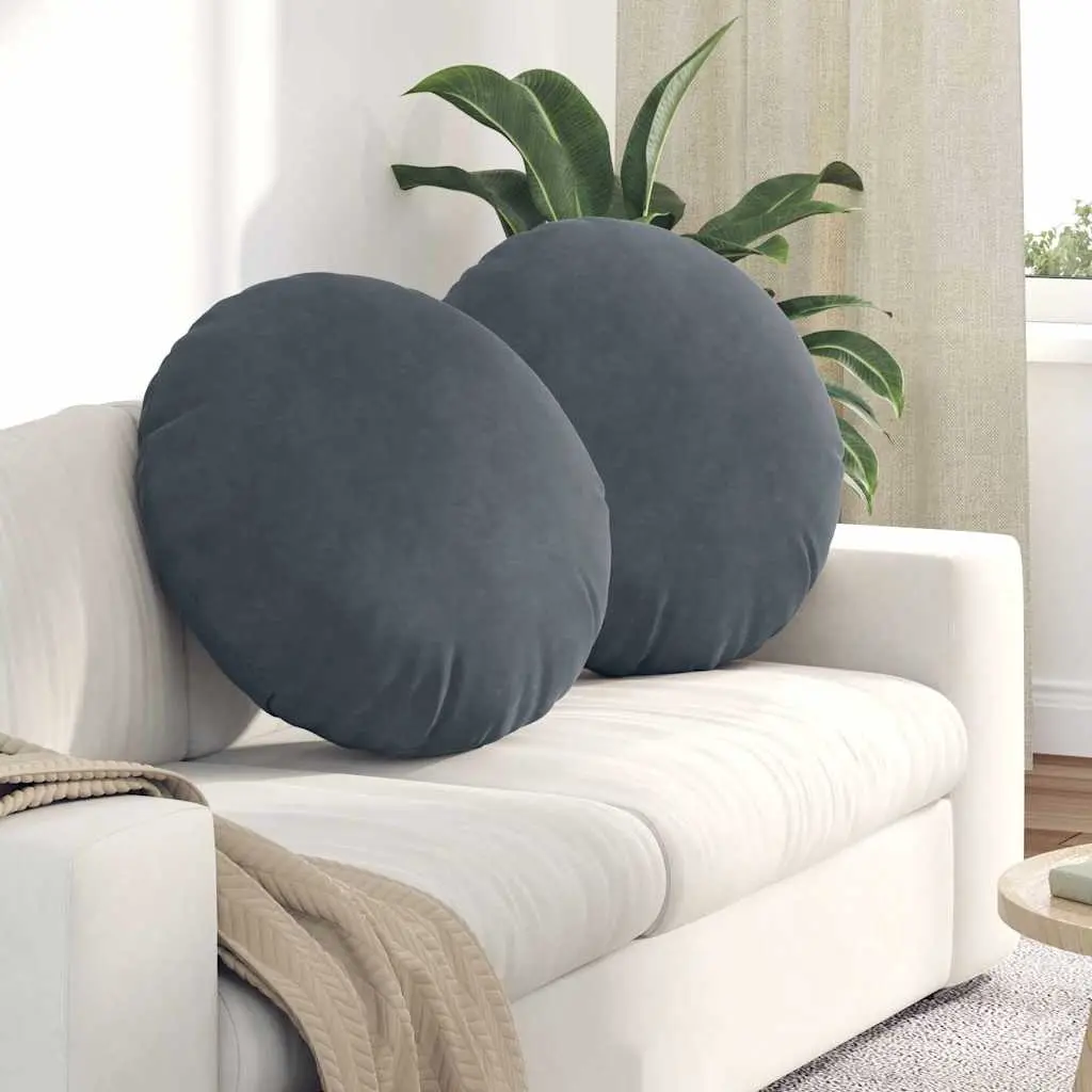 Lot de 2 Grands Coussins de Sol Velours Moelleux Déhoussable pour Chambre Gris Foncé Ø 60 cm – ComfortXL Outdoor Living