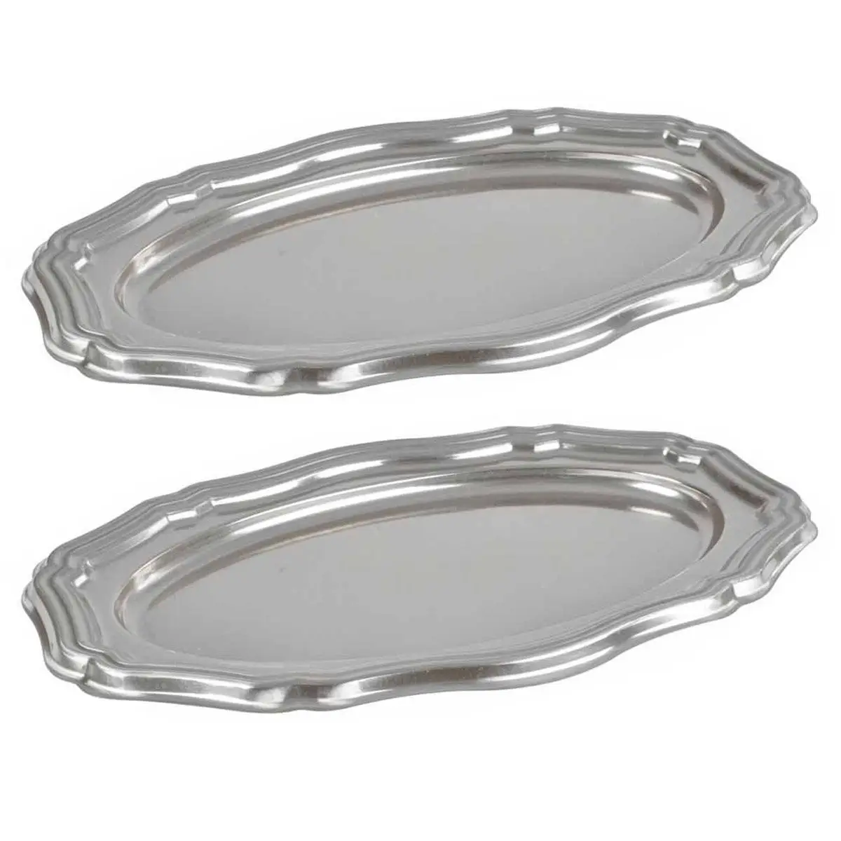 Lot de 2 Plateaux Déco «Louis XV» 58cm Argent