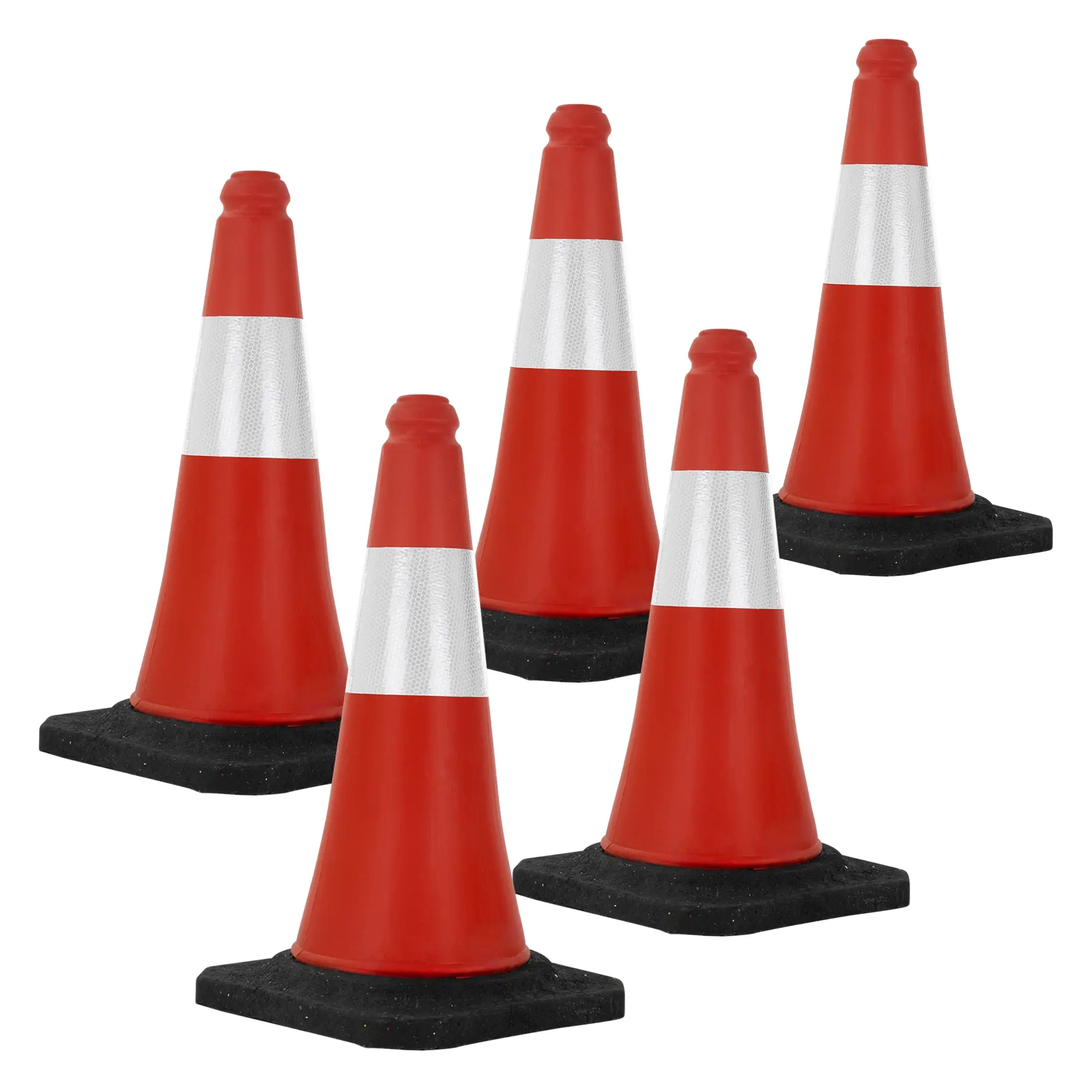 Lot de 5 cônes signalisation pylônes 51cm rouge blanc plot avec base lourde bande réfléchissante sécurité routière avertissement stable parking garage
