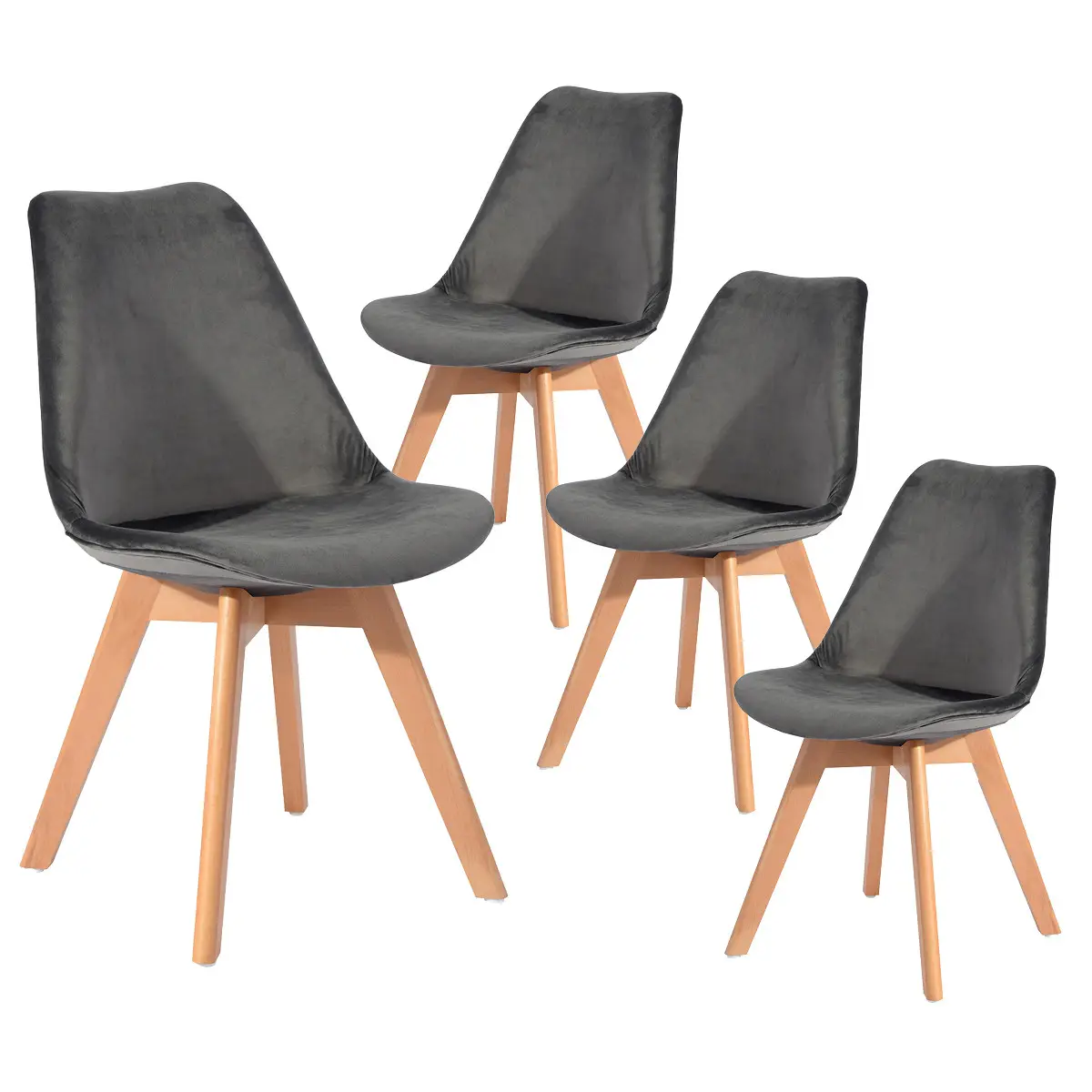 Lot de 4 Chaises Velours Grises – FULVIO