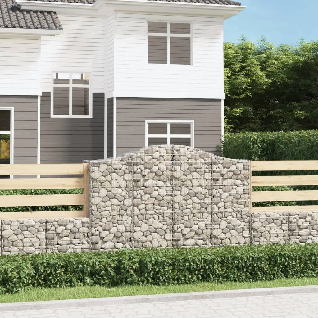Lot de 2 Murs Gabion Arqués Hauts Acier Galvanisé Jardin Argent 160cm – ComfortXL Outdoor Living