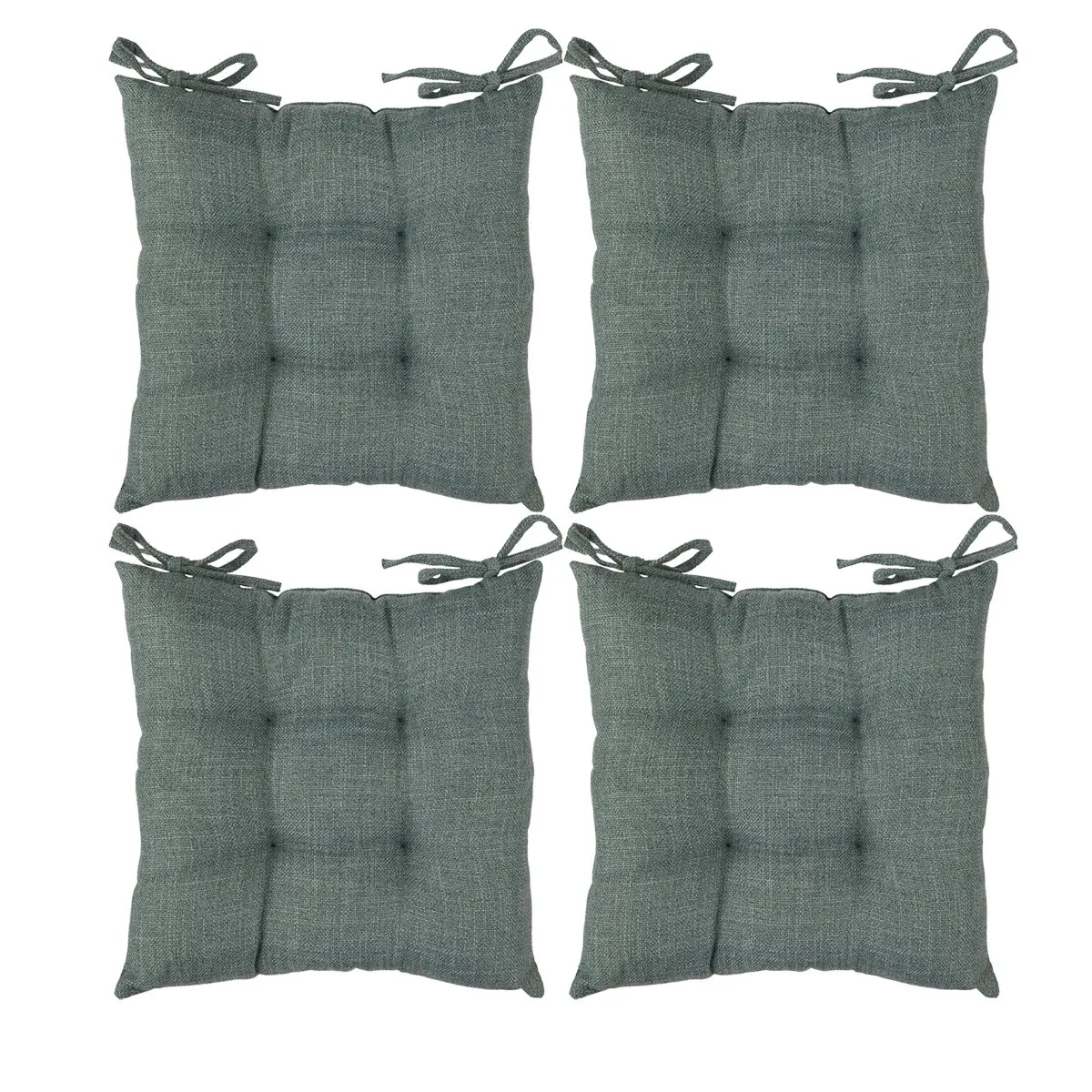Lot de 4 Galettes de chaise tissage au fini texturé Vert foncé 38 x 38 cm