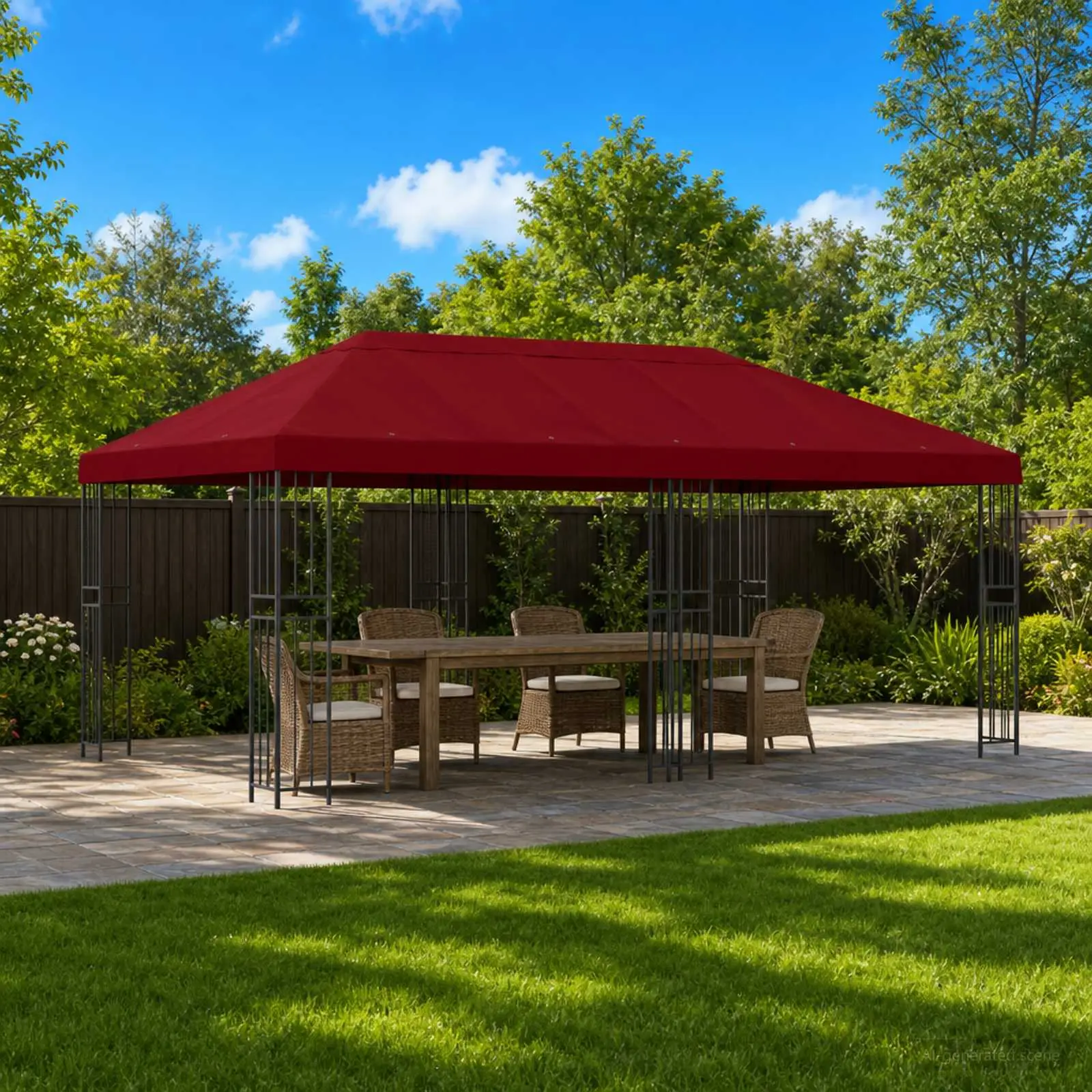 Gazebo avec murs latéraux 6 x 3 m Bordeaux Polyester et Acier vidaXL 3375992
