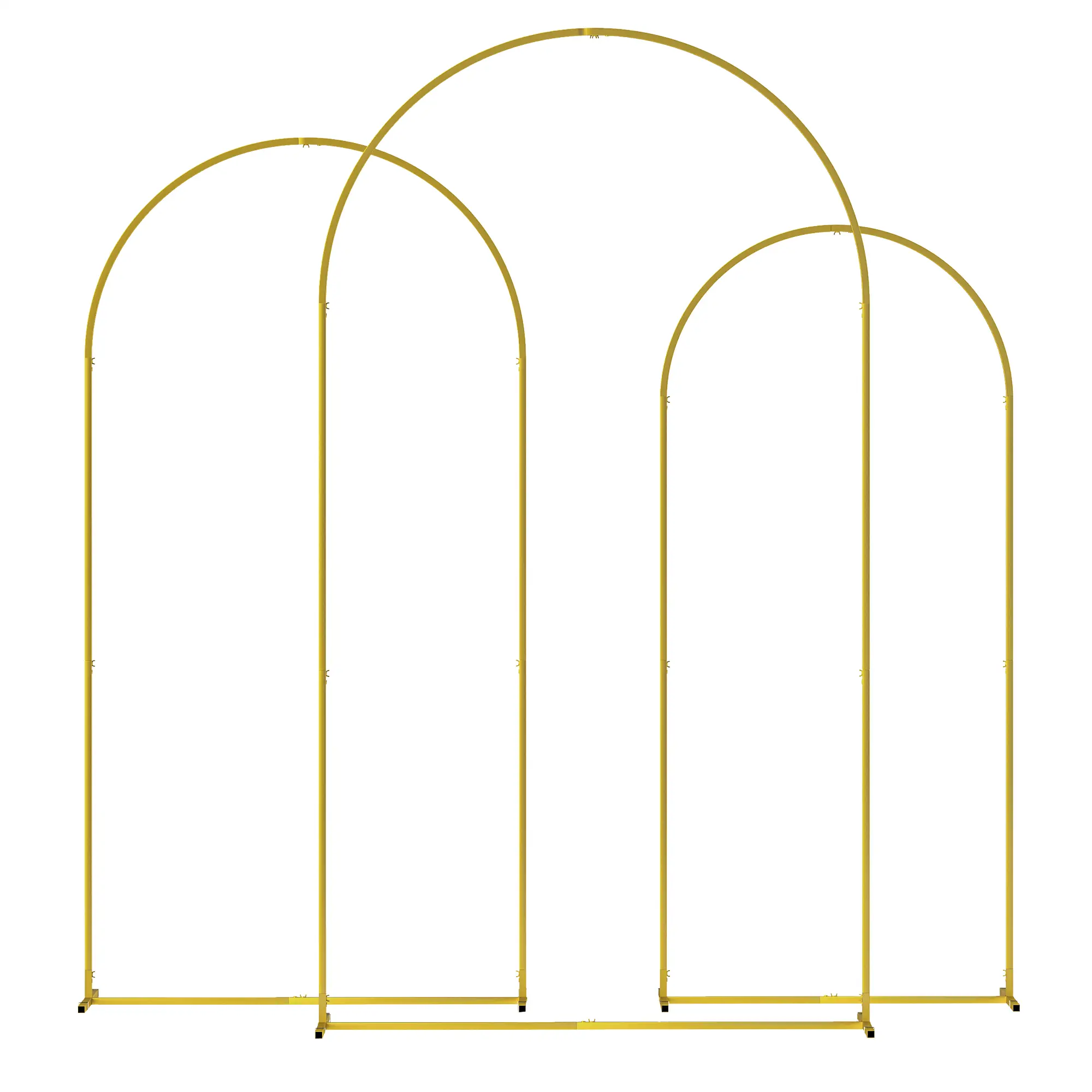 Lot de 3 supports d’arche de fond 2,2 m, 2 m, 1,8 m – pour mariage, fête d’anniversaire, fête prénatale – en métal doré – Outsunny
