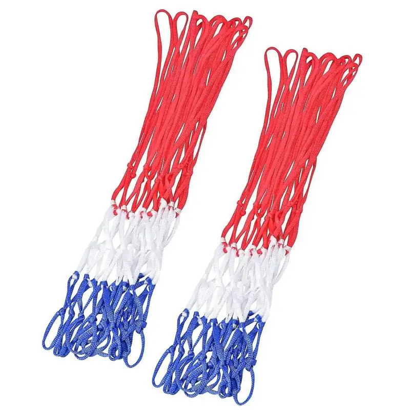 Lot de 2 filets de panier de basket-ball – Rouge, blanc, bleu – Adaptabilité universelle et Installation facile BUMBER