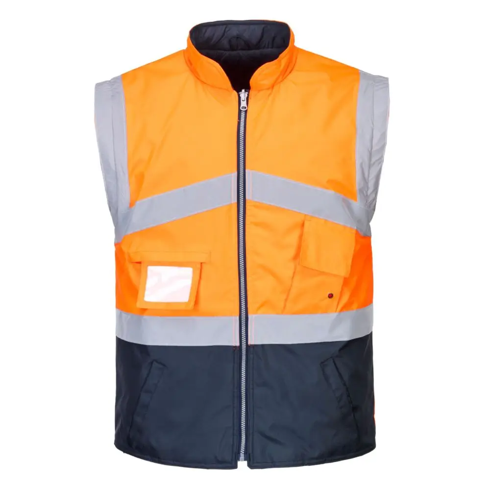 Gilet Hivis Bicolore Reversible Couleur : Orange/marine Taille S