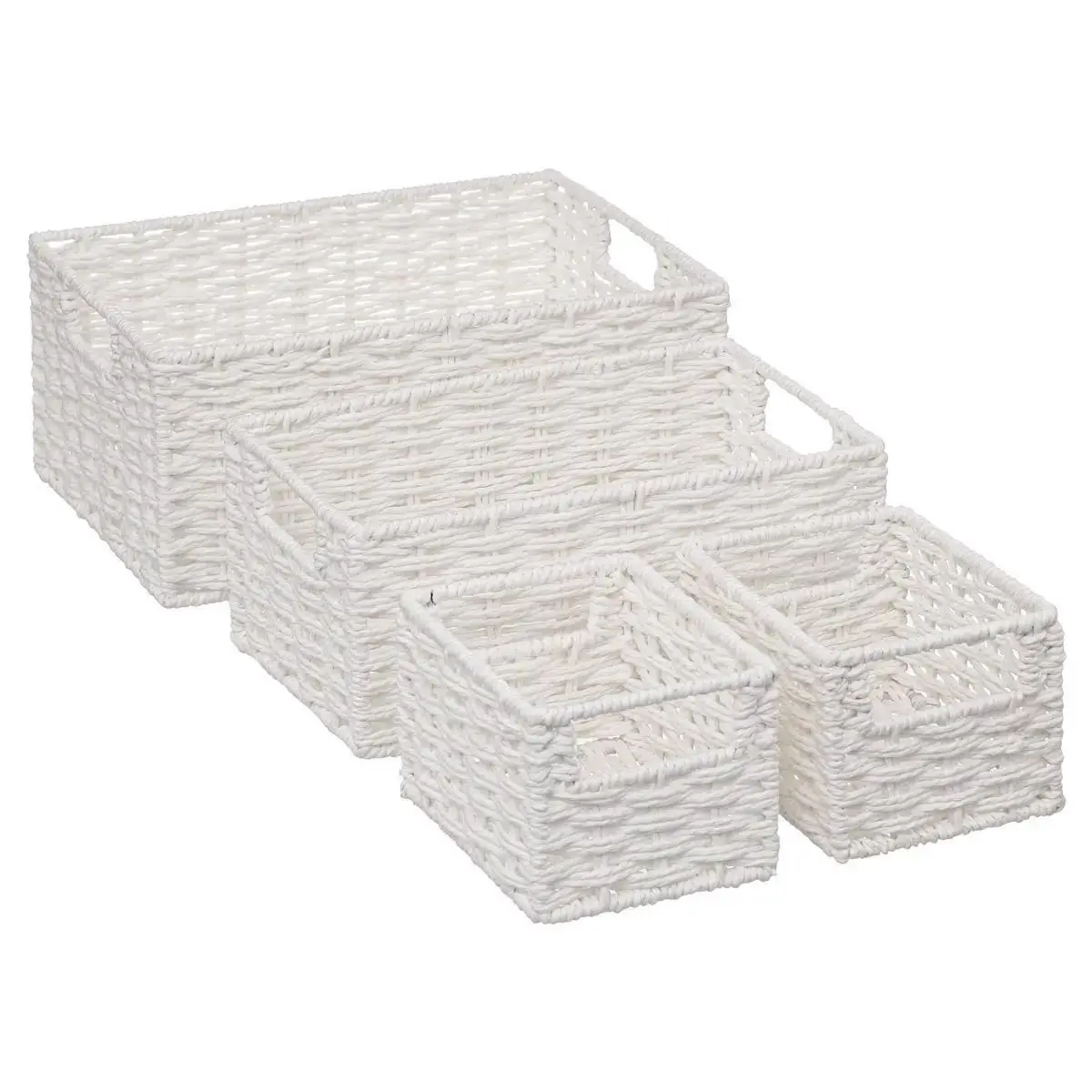 Lot de 4 Paniers de Rangement «Costa» 32cm Blanc