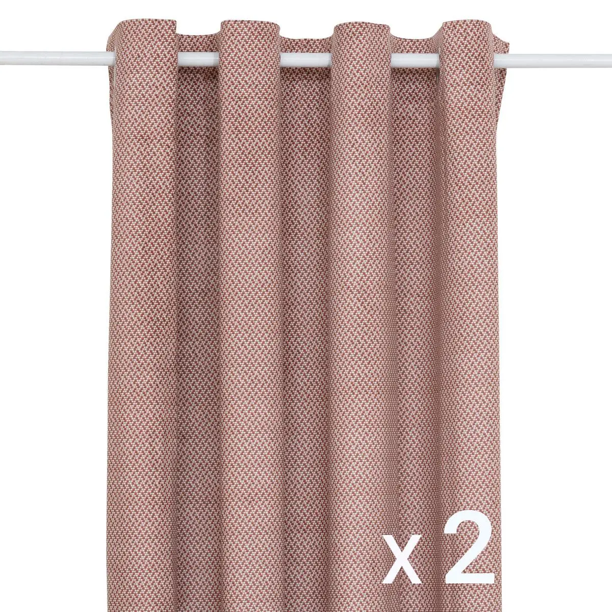 Lot de 2 Rideaux à œillet Occultant en velours Terracotta avec motif 135 x 260 cm