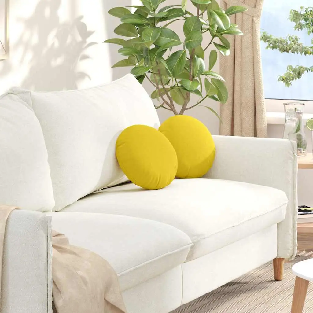 Lot de 2 Galettes de Chaise Rondes Tissu Lavables pour Décoration Intérieure Jaune Clair Ø30 cm – ComfortXL Outdoor Living
