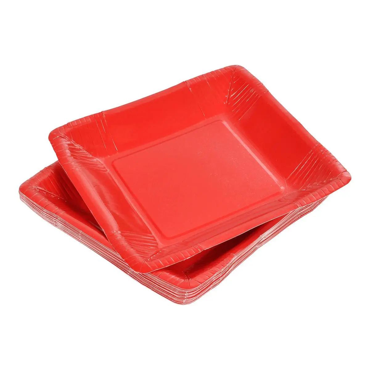 Lot de 20 Assiettes en Carton «Carrées» 23cm Rouge
