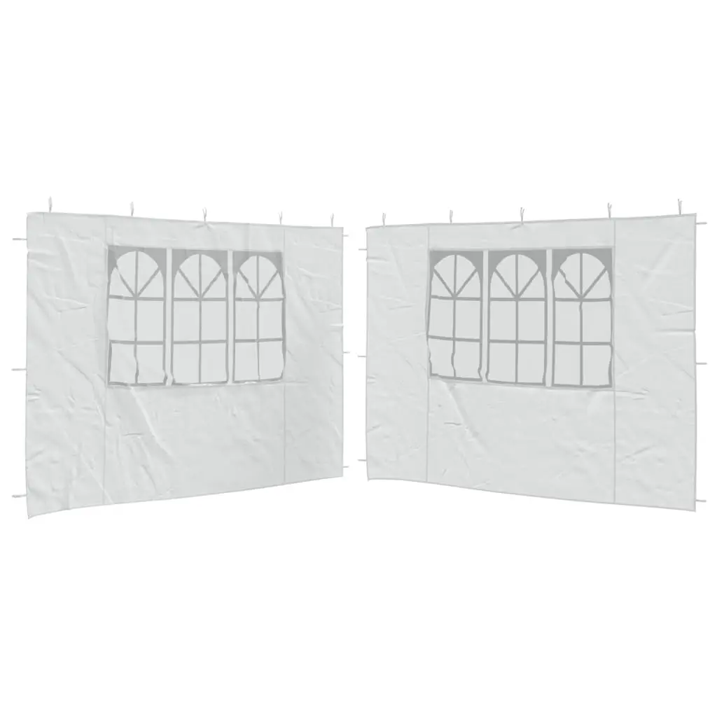 Lot de 2 Parois de tente de réception – Accessoire Tonnelle – Accessoire Barnum avec fenêtre PE Blanc – MEUBLE PRO