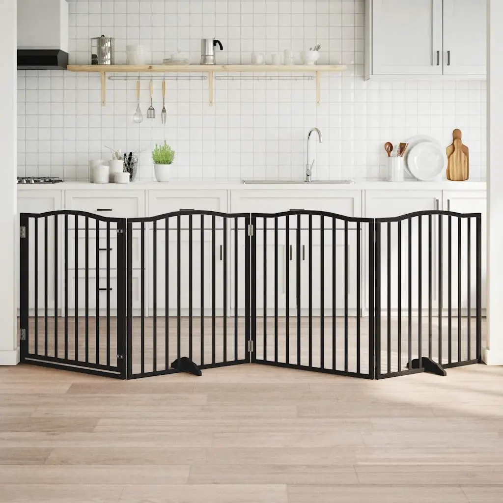 Grand parc chien 90cm haut 4 panneaux bois avec porte intérieur Noir 320cm – ComfortXL Outdoor Living